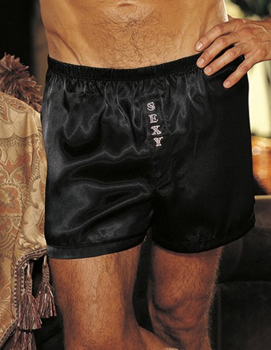 Satijnen Boxershort met Rhinestones...