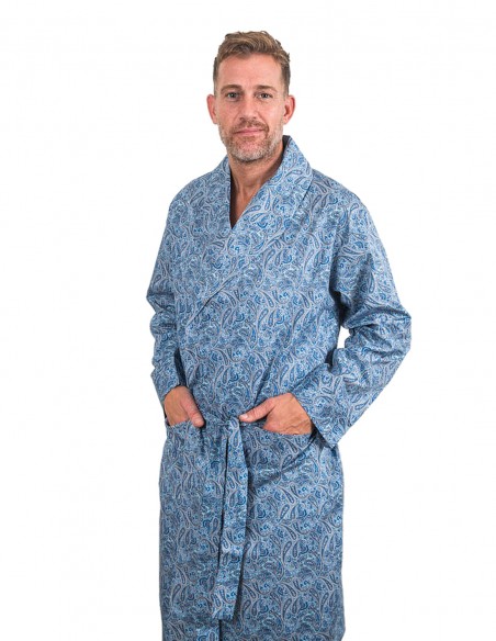 Dunne Katoenen Kamerjas Paisley Design Blauw Dunne Katoenen Kamerjas Paisley Design Blauw